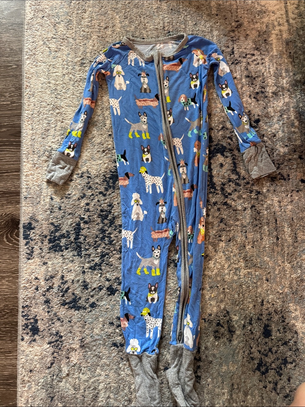 Little Sleepies Blue Dog Print Footie Pajama